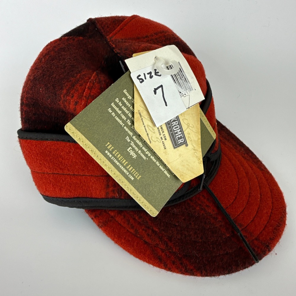 Stormy Kromer The Original Cap‎ Red Black Plaid Wool Winter Hat Mens Size 7 NWT